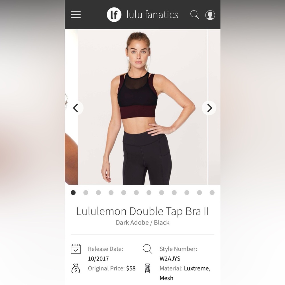 Lululemon Athletica Black and Dark Adobe Sports Bra